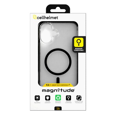 cellhelmet Magnitude Series MagSafe Phone Case for iPhone 16 Plus, Shock Absorbing, Onyx Black (CM-105-BLK)