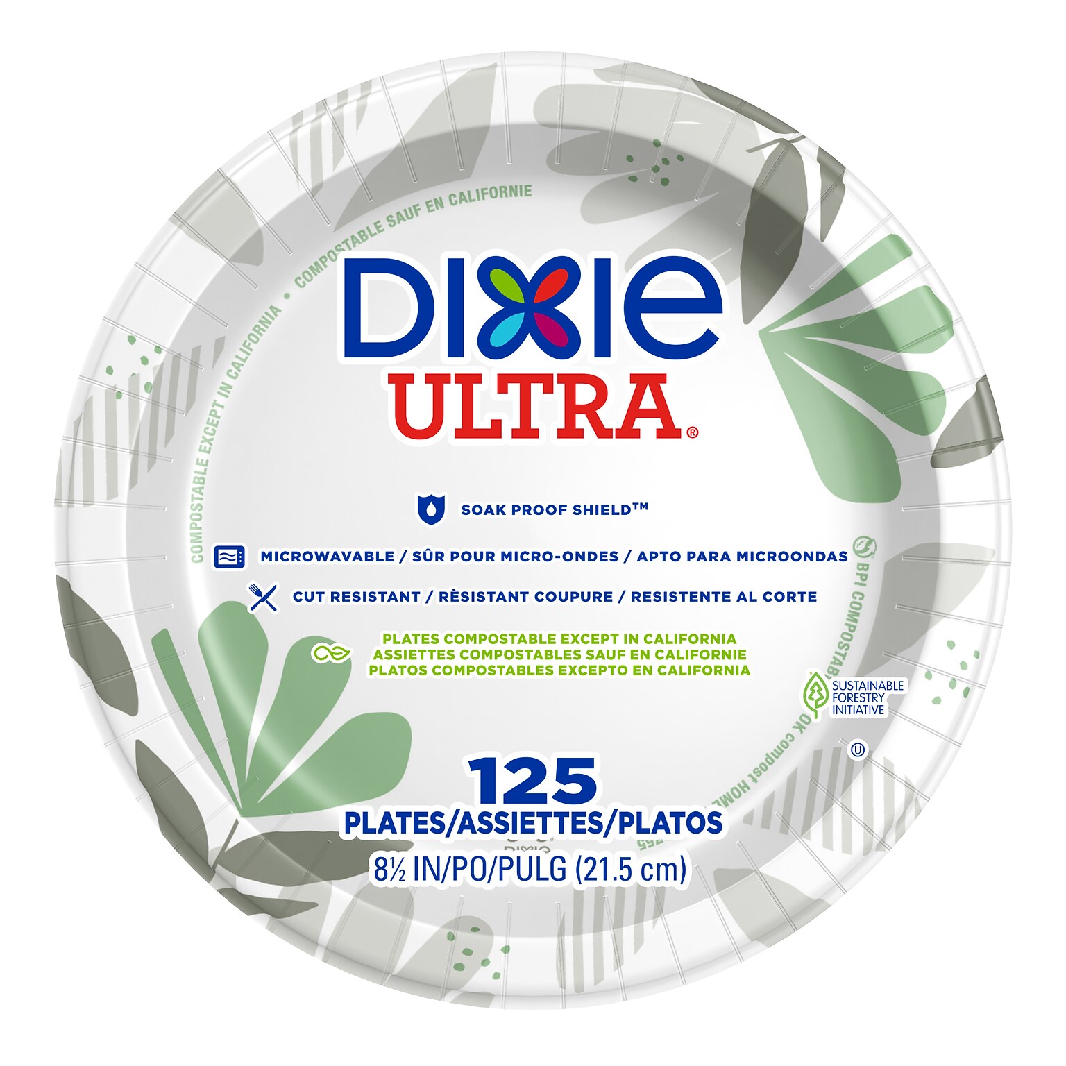 Dixie Ultra Pathways 8.5 Paper Plates, Multicolor, 125/Pack (SXP9PATH)