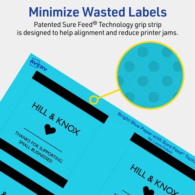 Avery Laser/Inkjet Multipurpose Square Labels, 3" x 3", Bright Blue, 240/Pack (94101)