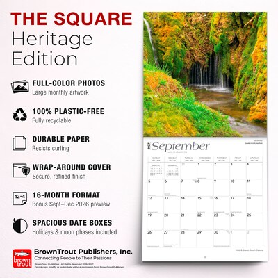 2027 BrownTrout South Dakota Wild & Scenic 12" x 12" Monthly Wall Calendar (9798330714520)