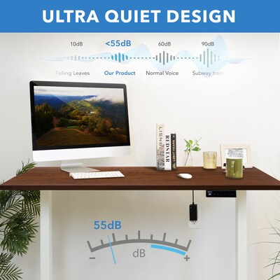 Mount-It! 55"W Electric Adjustable Standing Desk, Brown/White (MI-18062)