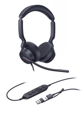 Yealink UH46 USB Wired Noise Cancelling USB-C/A Stereo Computer Headset for Business Office, UC Certified