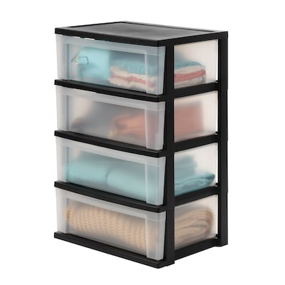 Iris Stackable Wide Chest, 4 Drawer, Black (301153)
