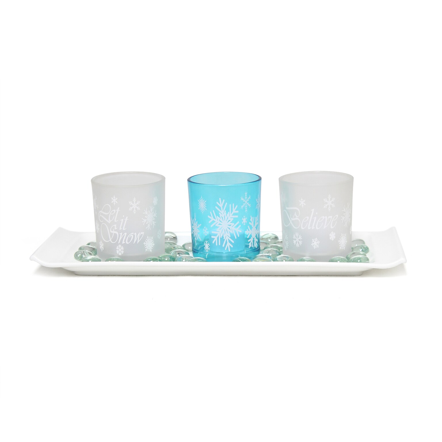 Elegant Designs Winter Wonderland Candle, Blue Frost, Set of 3 (HG5000-FBL)