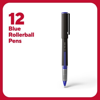 TRU RED™ Rollerball Pens, Conical Tip, Blue, Dozen/Pack (TR57322)