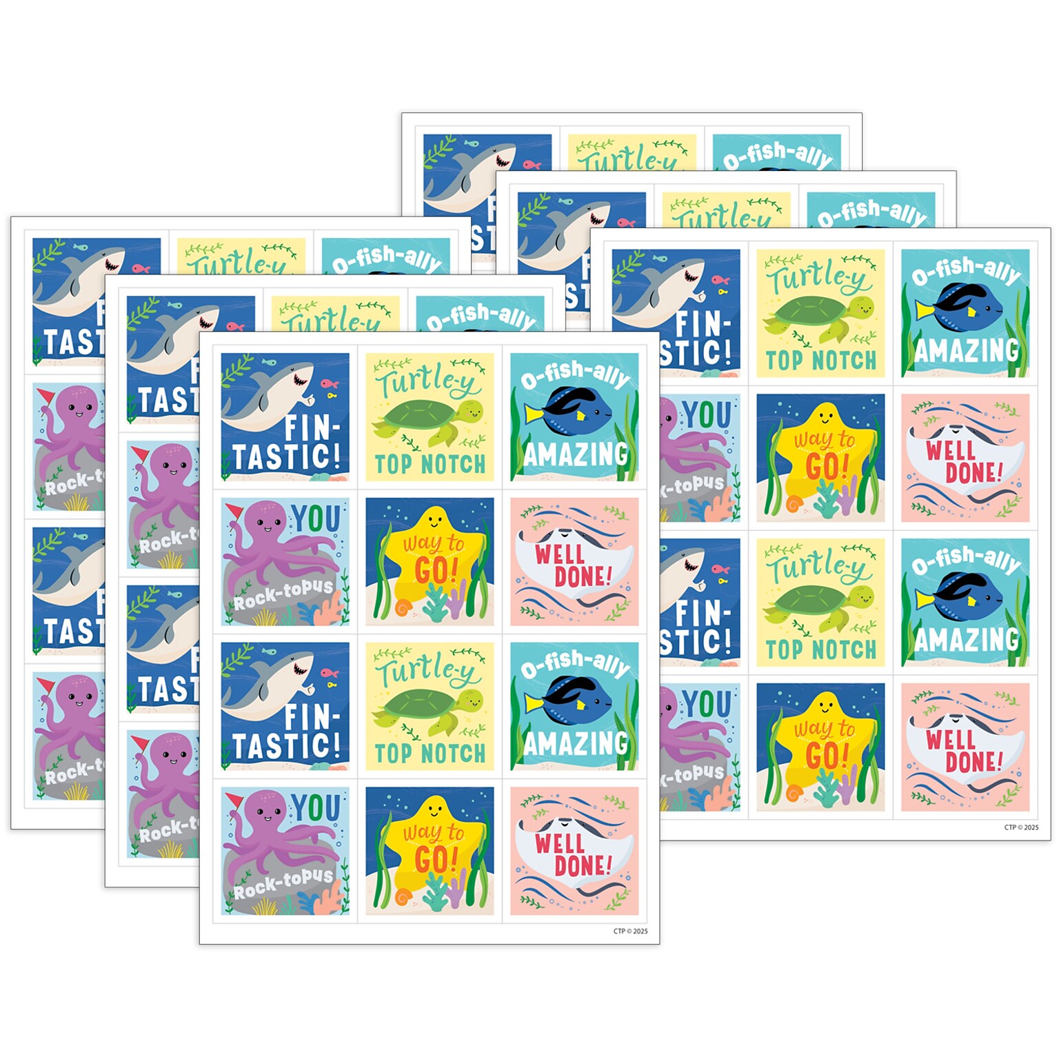 Creative Teaching Press Sea Friends Reward Stickers, Multicolored, 60/Pack, 6/Packs/Bundle (CTP11019-6)