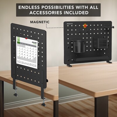 Mount-It! Clamp-On Pegboard Organizer with Accessories for Desks, Black (MI-7302BLK)