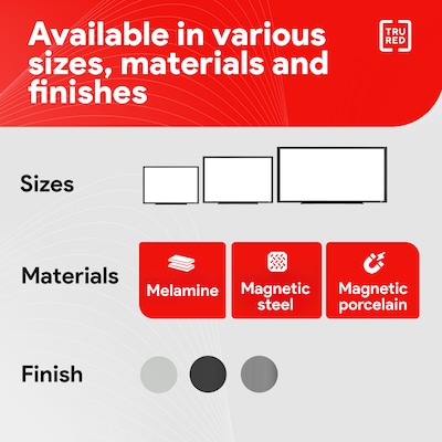 TRU RED™ Magnetic Porcelain Dry Erase Board, Gunmetal Frame, 5' x 3' (TR61186)