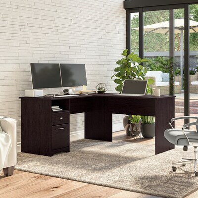 Bush Furniture Cabot 60W L Shaped Computer Desk with Drawers, Espresso Oak (CAB044EPO)