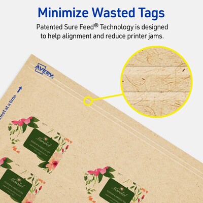 Avery 2" x 1-1/4"  Blank Price & Merchandise Tags, Kraft Brown, 450/Carton (95291-KMT25)