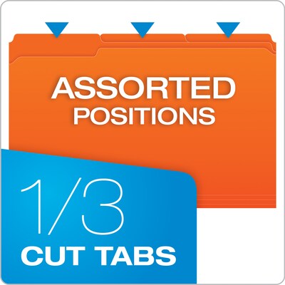 Pendaflex File Folder, 1-Tab, Assorted, Legal Size, Orange, 100/Box (R153 1/3 ORA)
