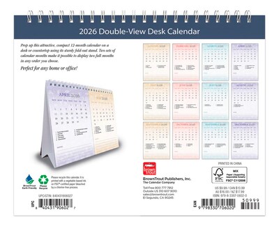 2026 BrownTrout Tuscan Delight 7.5 x 6 Monthly Desk Calendar (9798330706020)