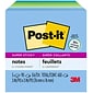 Post-it Recycled Super Sticky Notes, 3" x 3", Oasis Collection, 90 Sheet/Pad, 5 Pads/Pack (654-5SST)