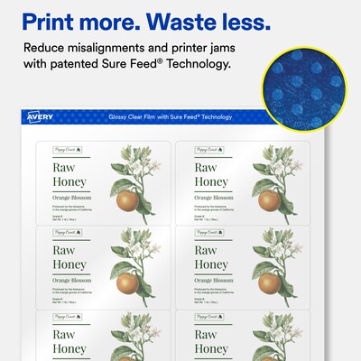 Avery Rectangle Laser/Inkjet Multipurpose Labels, Clear, 8 Labels/Sheet, 10 Sheets/Pack (19479311191)