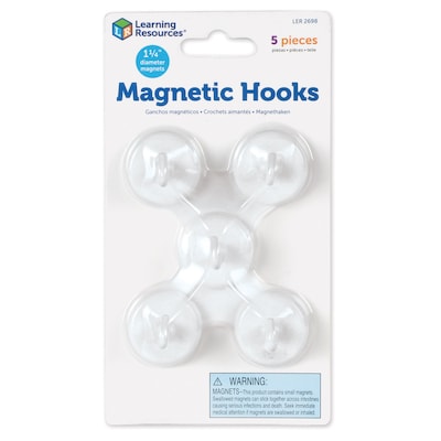 Learning Resources Magnetic Hooks, Strong Magnetic Hooks, White, Set of 5 (LER2698)