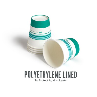 Perk 10 Oz Paper Hot Cups, 500 Count Bulk Disposable Coffee Cups for Hot Beverages, White/Teal