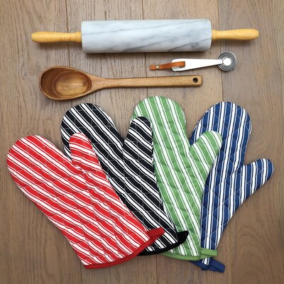 Better Houseware Striped Oven Mitt, Red (BTH1684R)