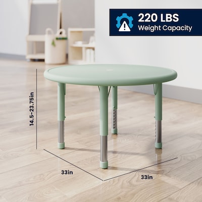 Flash Furniture Wren 33" Round Activity Table, Height Adjustable, Sage (YUYCX072RDTBSGE)
