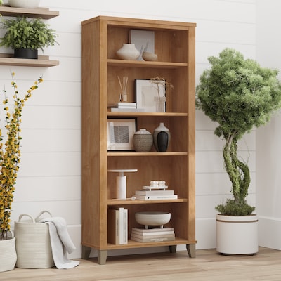 Bush Furniture Somerset 65"H 5-Shelf Bookcase with Adjustable Shelves, Maple Cross Laminate (WC81465)