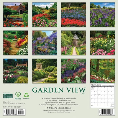 2027 Willow Creek Garden View 12 x 12 Monthly Wall Calendar, Assorted Colors (60339)