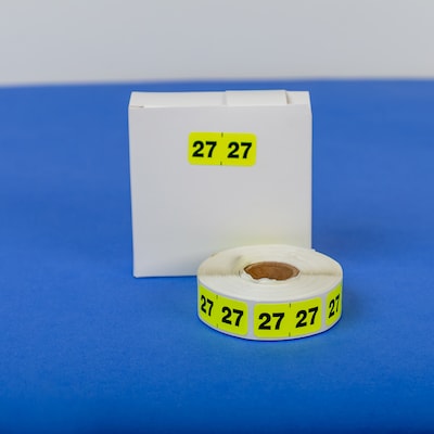 Medical Arts Press 2027 Year Label, 3/4" x 1-1/2", Yellow, 500/Roll