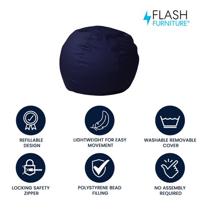 Flash Furniture Cotton Twill Bean Bag Chair, Navy Blue (DGBEANSMSLDBL)