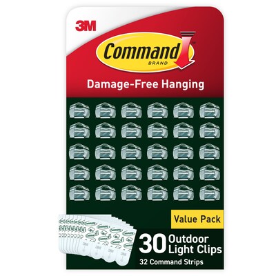 Command Light Clips, Clear, 30/Pack (17017CLRAW30NA)