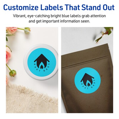 Avery Printable Circle Multipurpose Labels, 2.75" Dia., Bright Blue, 240/Pack (94512)