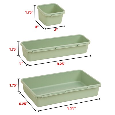 Staples 8-Piece Plastic Drawer Organizer Set, Sage Green (ST63891)