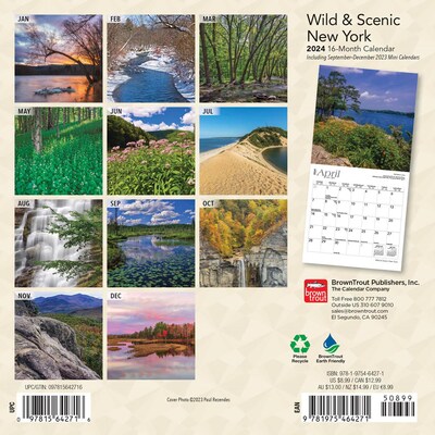 2024 BrownTrout New York Wild & Scenic 7 x 14 Monthly Wall Calendar (9781975464271)