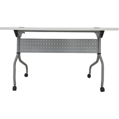 Lorell 48"W x 23.6"D Foldable Flip Top Training Table, Melamine, With Wheels, White (LLR60745)