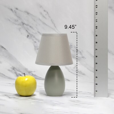 Creekwood Home Nauru 9.45" Traditional Petite Ceramic Oblong Bedside Table Desk Lamp, Gray (CWT-2005-GY)