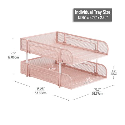 Mind Reader 2-Compartment Stackable Metal Tray, Pink (CSTACK2-PNK)