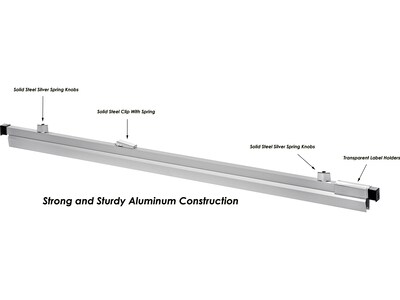 AdirOffice Hanging Blueprint Clamp Holder, 42", Silver Aluminum, 12/Pack (ADI6056-2)