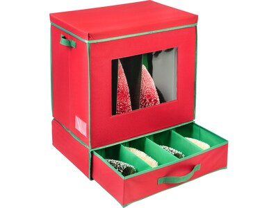 Honey-Can-Do Holiday Decor Storage Tote with Lift-Off Lid, Red/Green (SFT-09191)