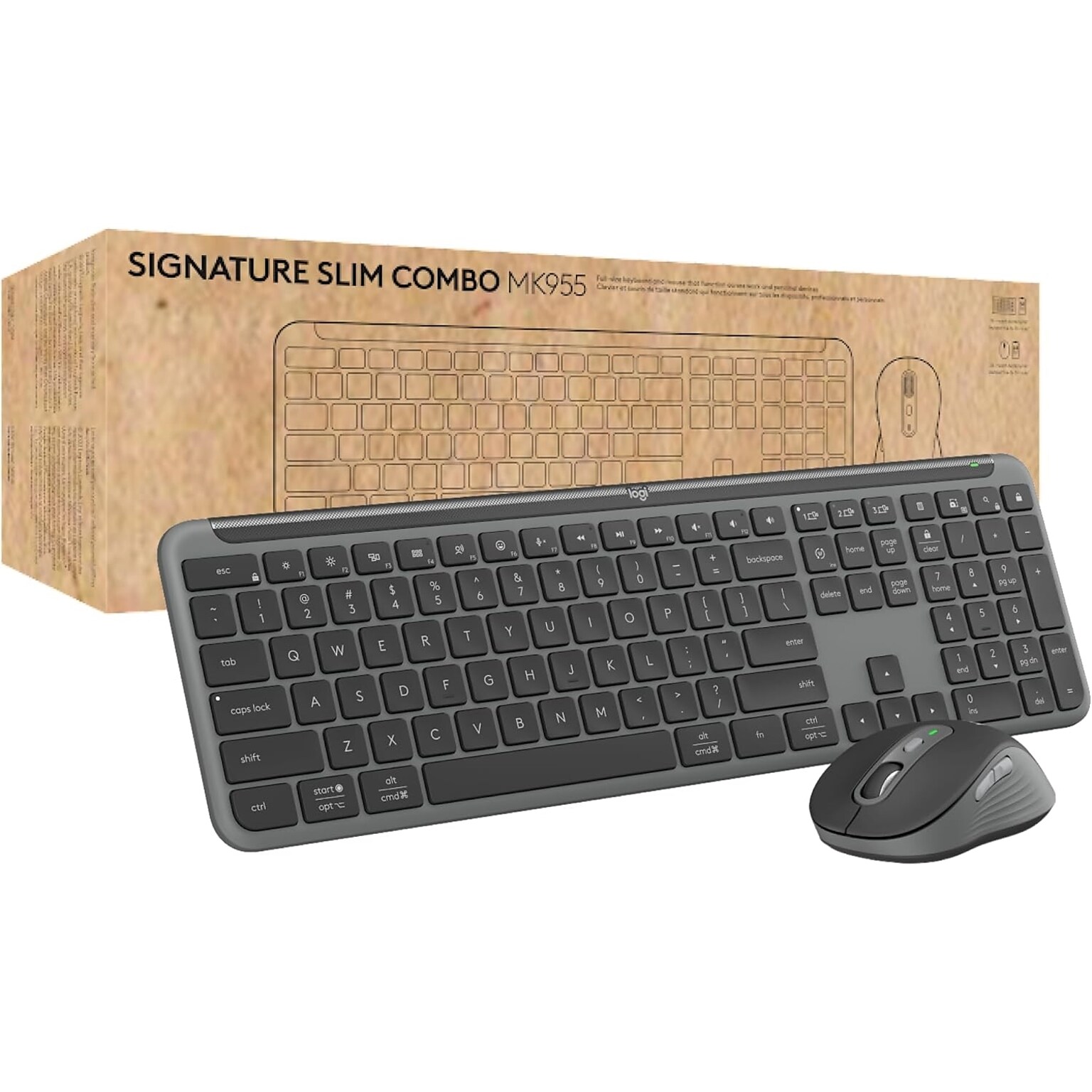 Logitech Signature Slim MK955 Wireless Keyboard and Mouse Combo, Graphite (920-012427)