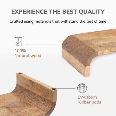 Anji Mountain Mango Wood Monitor Stand, Up to 32" Monitor, Natural (MS-CRV-MNG)