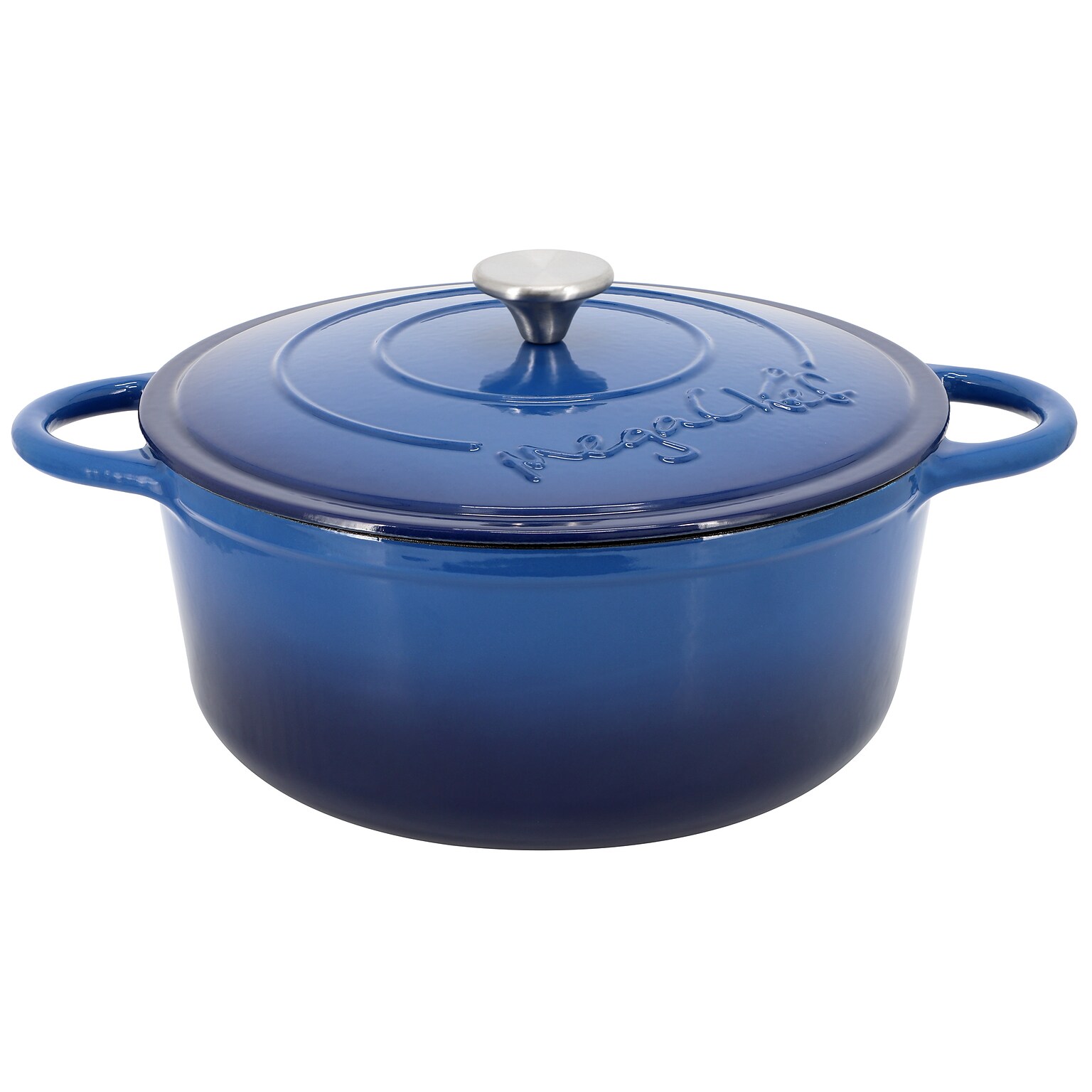 MegaChef Cast Iron 6.35 Qt. Dutch Oven, Dark Blue (935122262M)