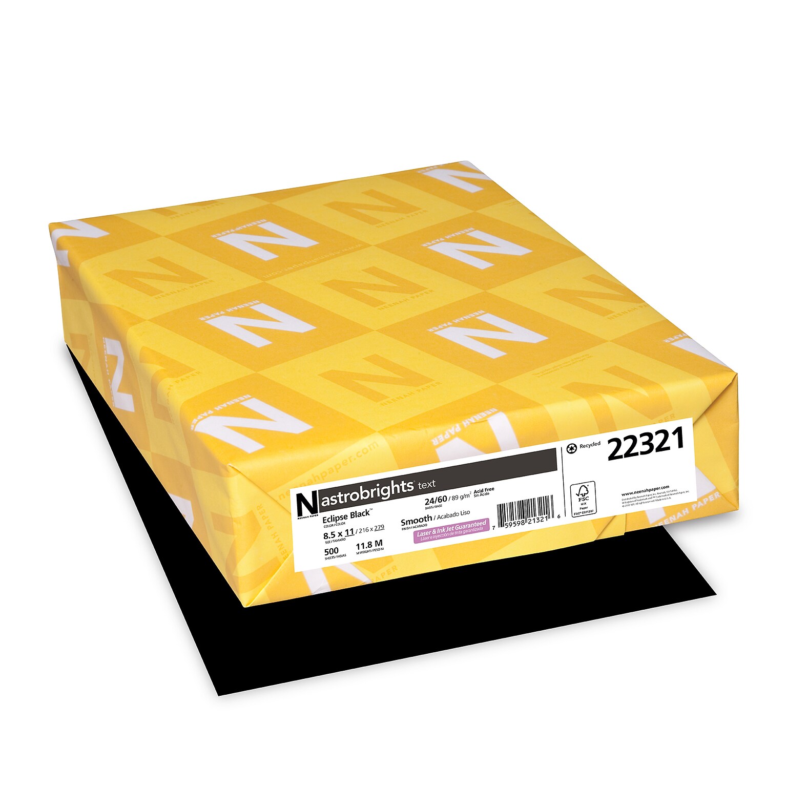 Astrobrights 8.5 x 11 Color Writing Paper, 24 lbs., Eclipse Black, 500 Sheets/Ream, 10 Reams/Carton (22321)
