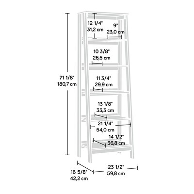 Sauder Trestle 71"H 5-Shelf Bookcase, Mystic Oak (433198)