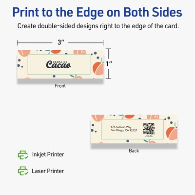 Avery Business Cards, 1" x 3", Matte Ivory, 800/Box (95283)