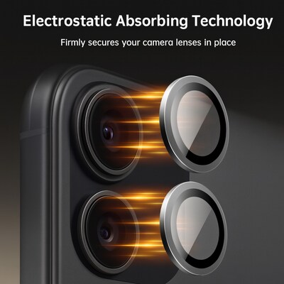 SaharaCase ZeroDamage Titanium Glass Camera Lens Protector for iPhone 17, Black, 2/Pack (ZD00184)