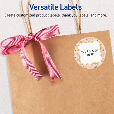 Avery Circle Multipurpose Labels, 2" Dia., White, 120/Pack (19479370482)