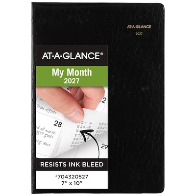 2027 AT-A-GLANCE 7 x 10 Monthly Planner, Faux Leather Cover, Black (70-432-05-27)