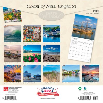 2026 BrownTrout Coast of New England 12 x 12 Monthly Wall Calendar (9798330702961)