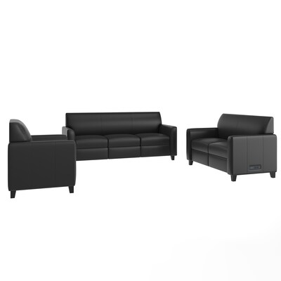 Flash Furniture Agent LeatherSoft Seating Set, Black, 3-Pieces (BT827USETBLK)