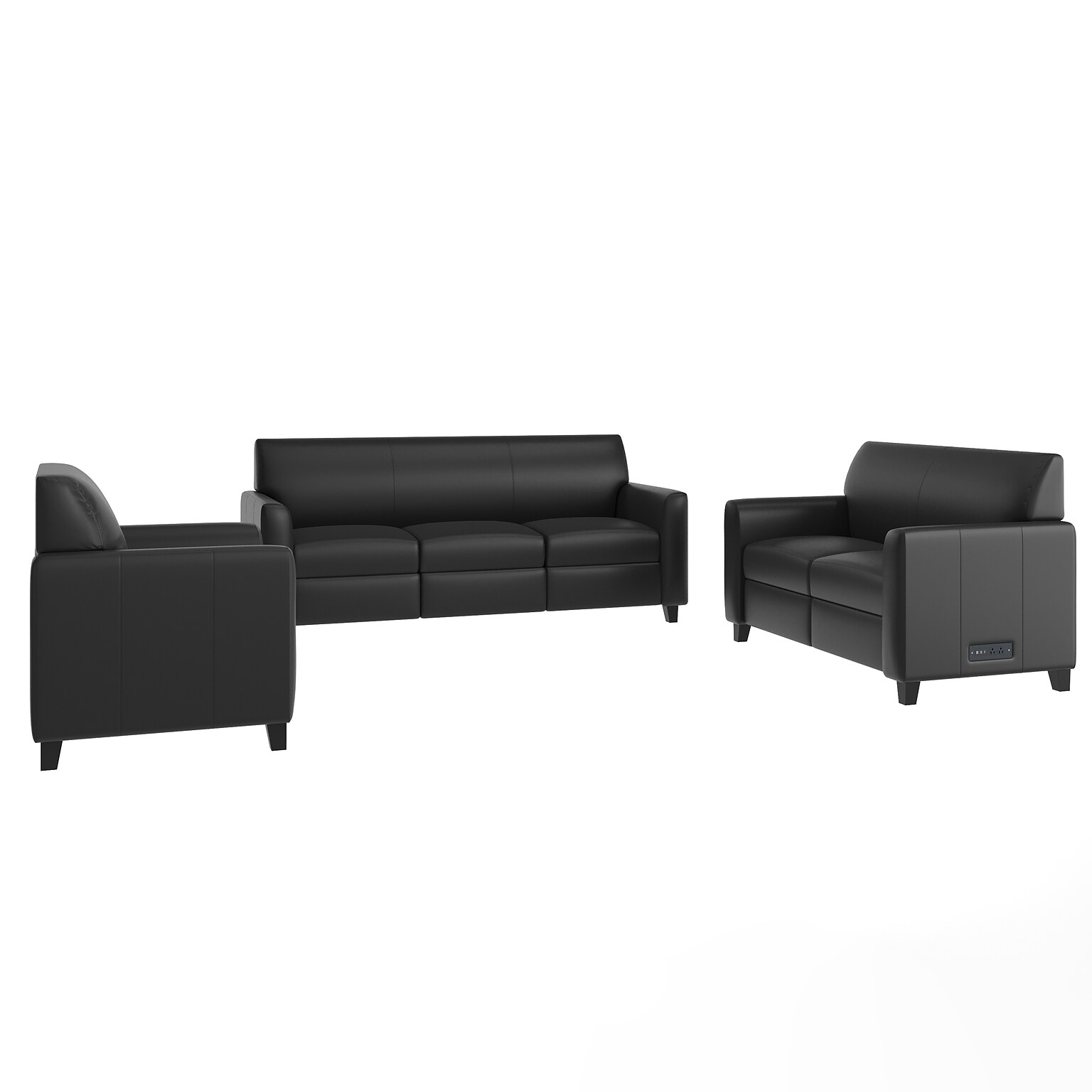 Flash Furniture Agent LeatherSoft Seating Set, Black, 3-Pieces (BT827USETBLK)