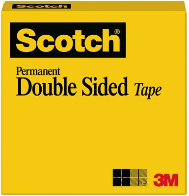 3M Scotch Double Sided Office Tape, Permanent, 0.5 x 250 - 3 pack