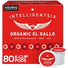 Intelligentsia Organic El Gallo Coffee, Keurig K-Cup Pod, Light Roast, 20/Box, 4 Boxes/Carton (50003