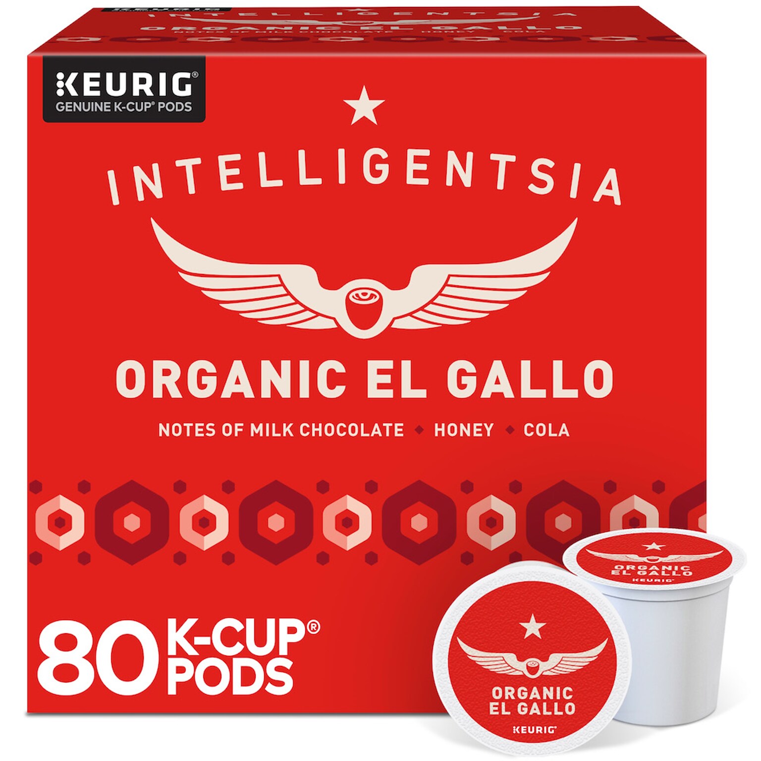 Intelligentsia Organic El Gallo Coffee, Keurig K-Cup Pod, Light Roast, 20/Box, 4 Boxes/Carton (5000371867CT)